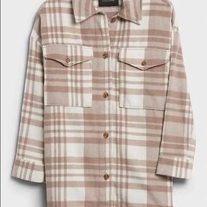 Banana Republic Plaid oversized plaid shirt jacket flannel cozy wool